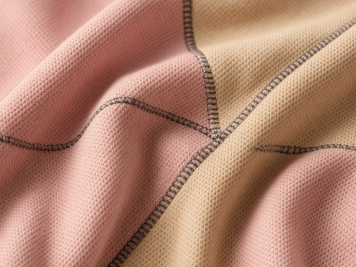 Detalle de tela deportiva en tonos blush y sand